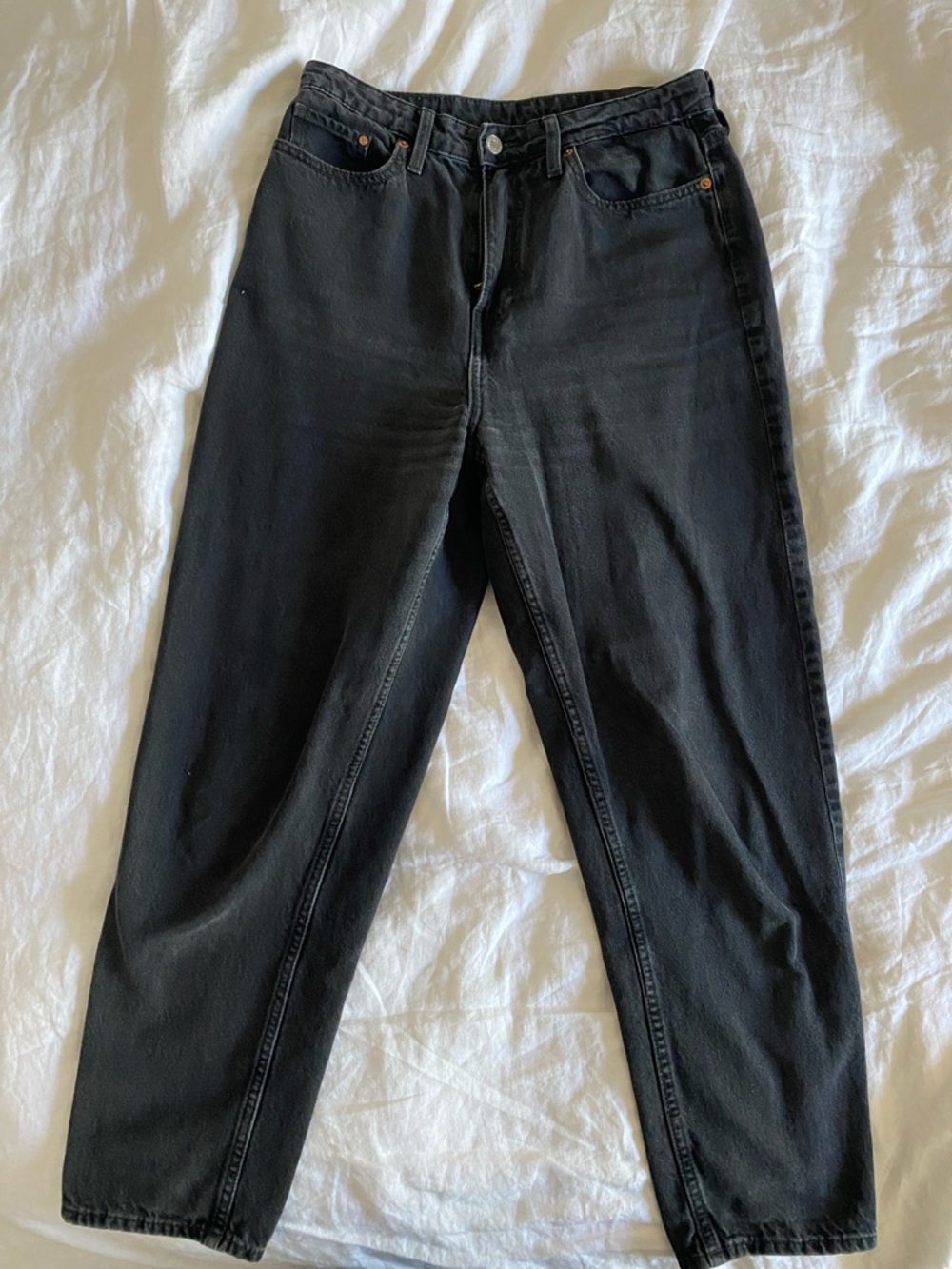 &Denim 100% Cotton Black High-Waist Loose Mom Jeans Size 6